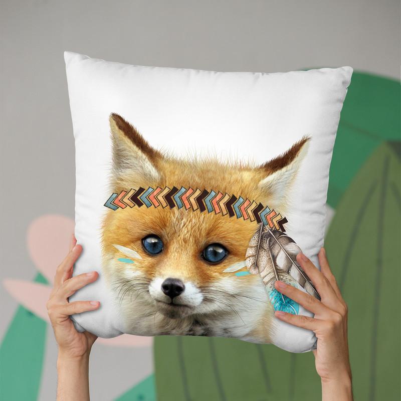 Baby Fox Throw Pillow By Little Pitti