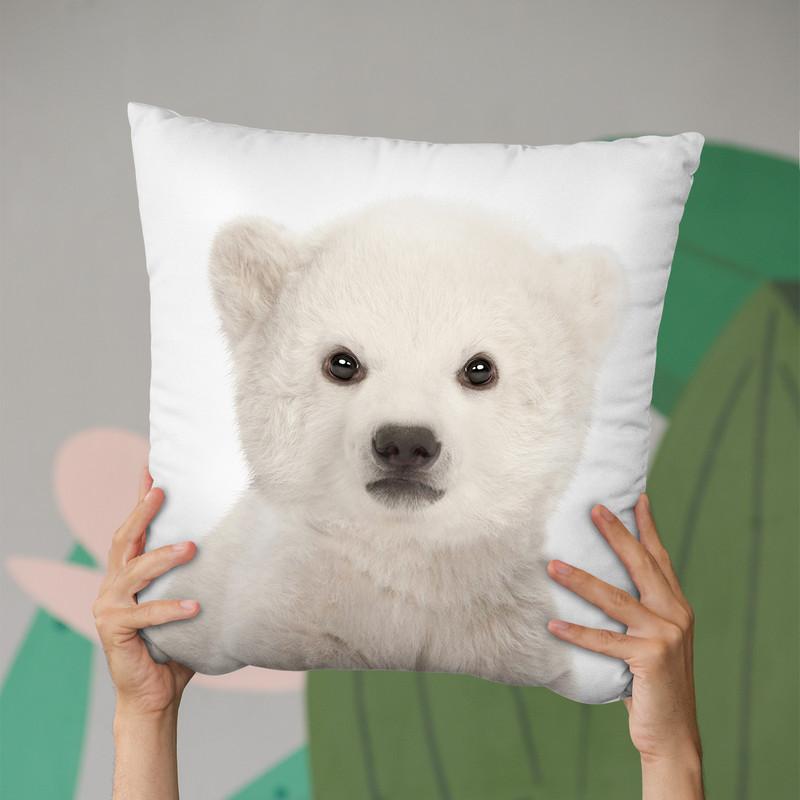 Baby Polar Bear Throw Pillow By Little Pitti