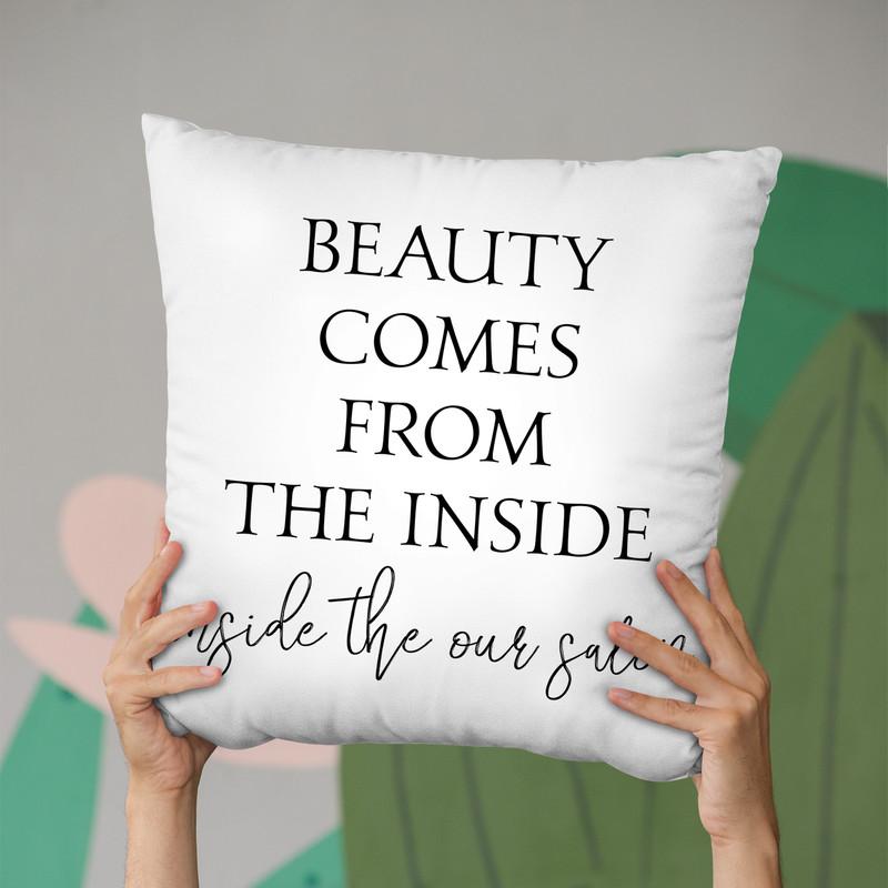 Beauty Comes From Throw Pillow By Little Pitti