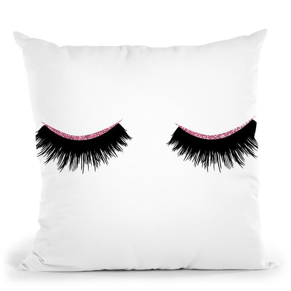 Pink Sparkle Lashes Throw Pillow By Little Pitti