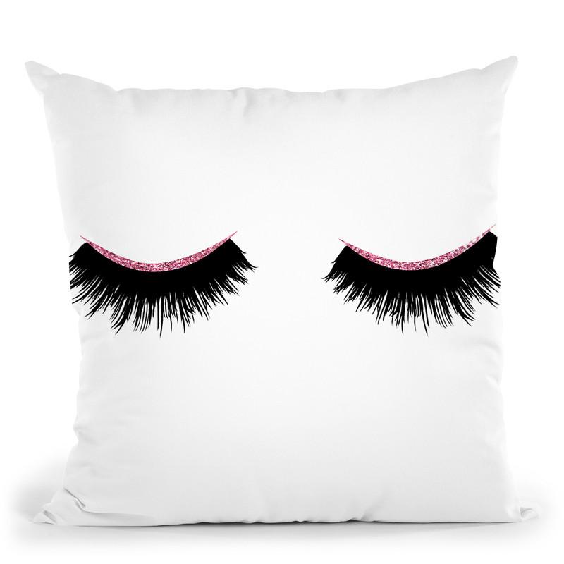 Pink Sparkle Lashes Throw Pillow By Little Pitti