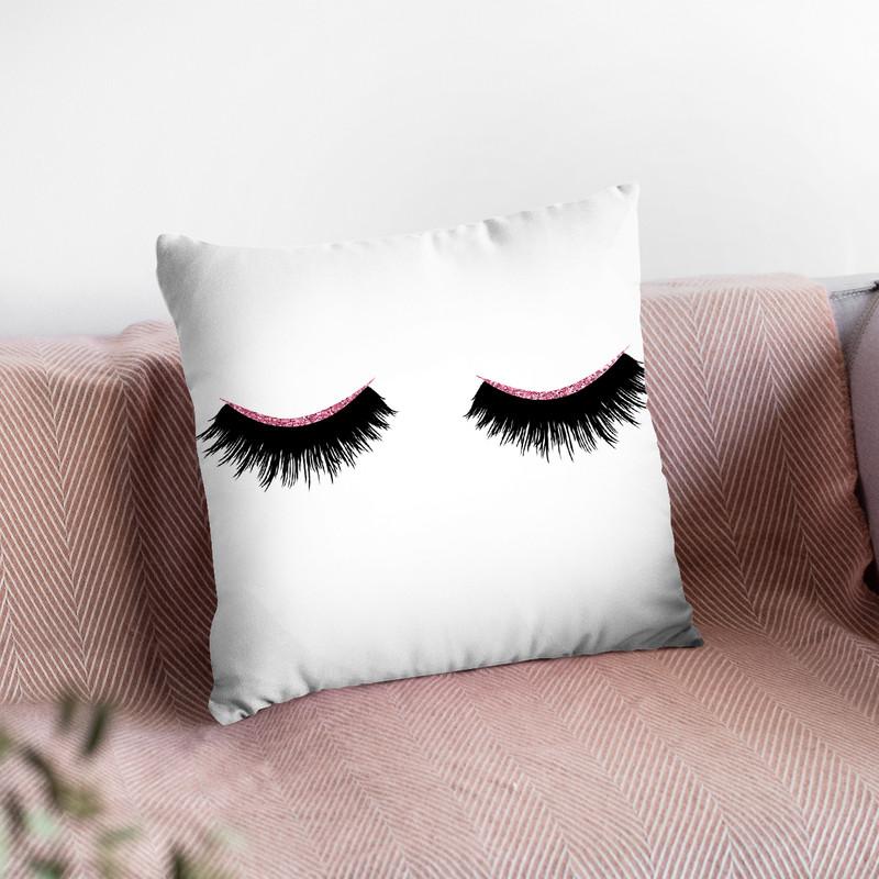 Pink Sparkle Lashes Throw Pillow By Little Pitti