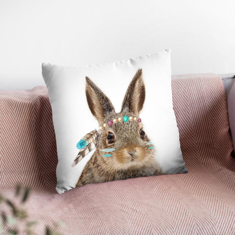 Boho Rabbit Throw Pillow By Little Pitti