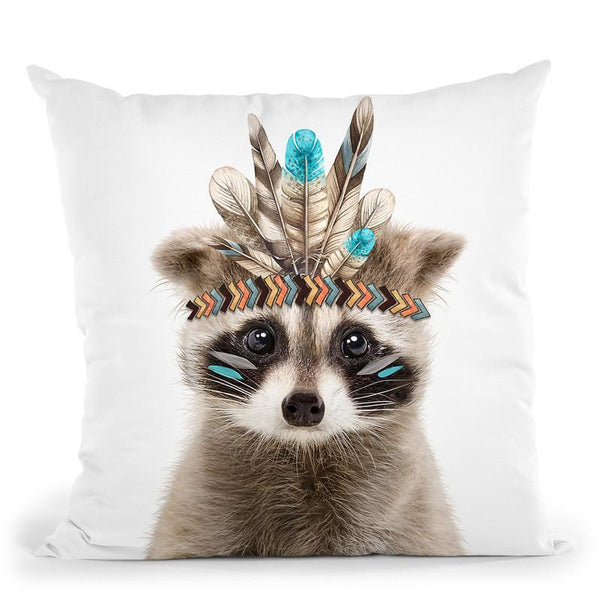 Boho Raccoon Throw Pillow By Little Pitti