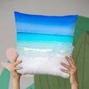 White Beach Throw Pillow By Little Pitti