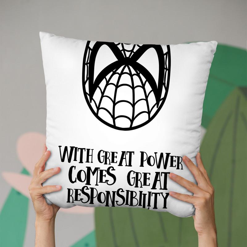 With Great Power Throw Pillow By Little Pitti