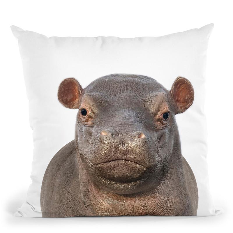 Baby Hippo Throw Pillow By Little Pitti