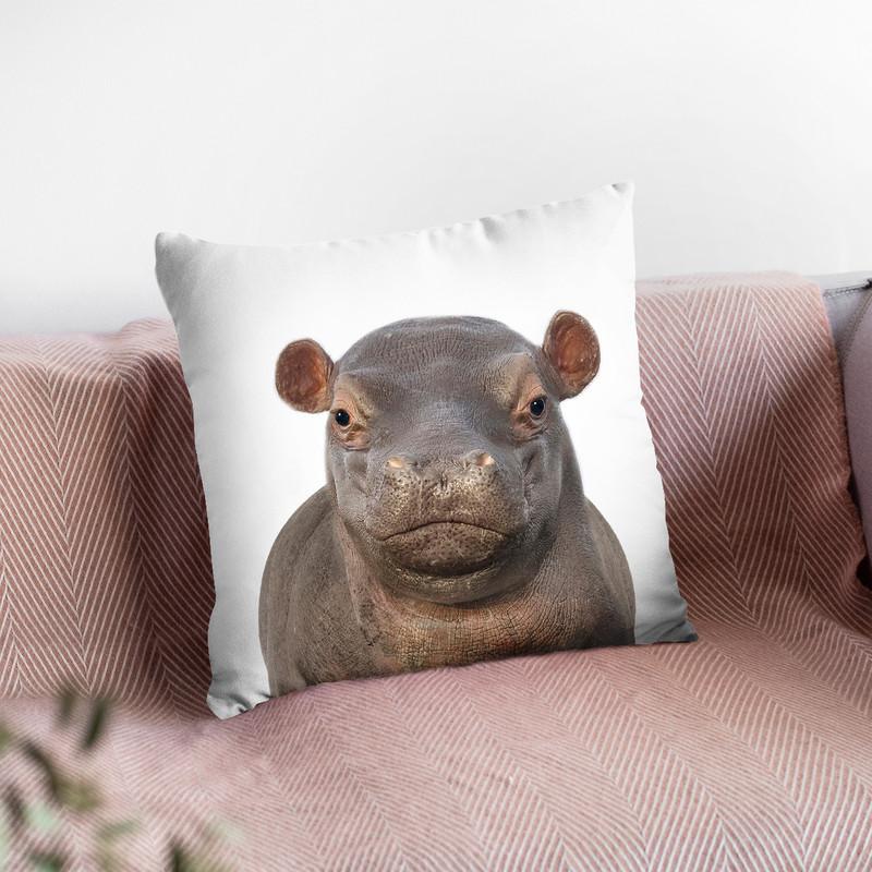 Baby Hippo Throw Pillow By Little Pitti
