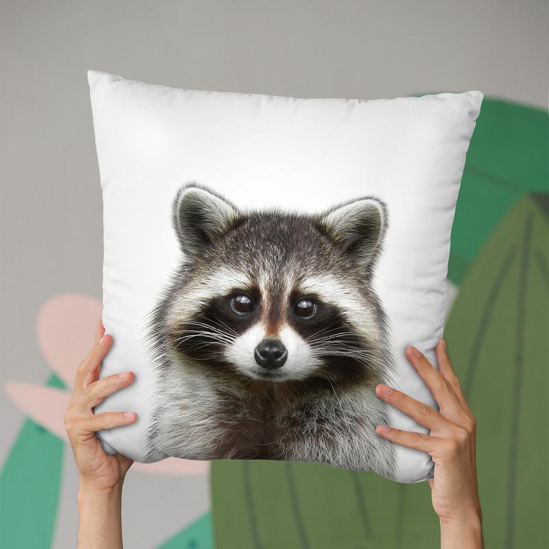Raccoon Throw Pillow By Little Pitti