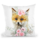 Floower Baby Fox Throw Pillow By Little Pitti