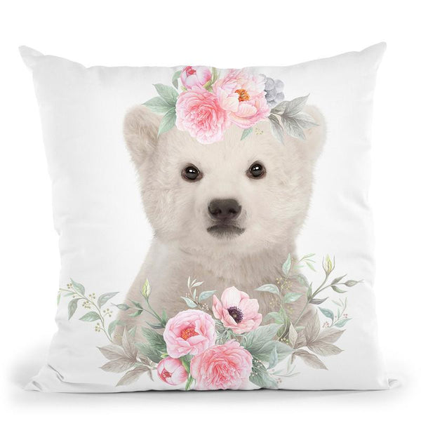 Flower Baby Bear Throw Pillow By Little Pitti