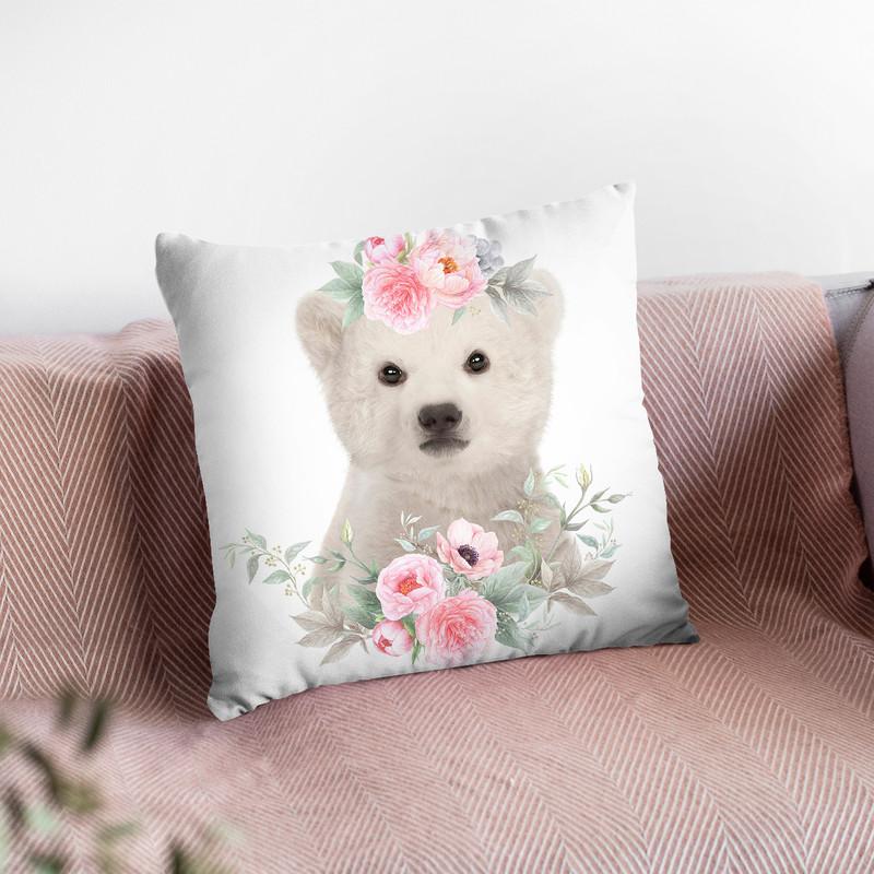 Flower Baby Bear Throw Pillow By Little Pitti