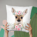 Flower Baby Deer Throw Pillow By Little Pitti