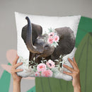 Flower Baby Elephant Throw Pillow By Little Pitti