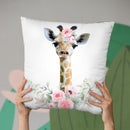 Flower Baby Giraffe Throw Pillow By Little Pitti
