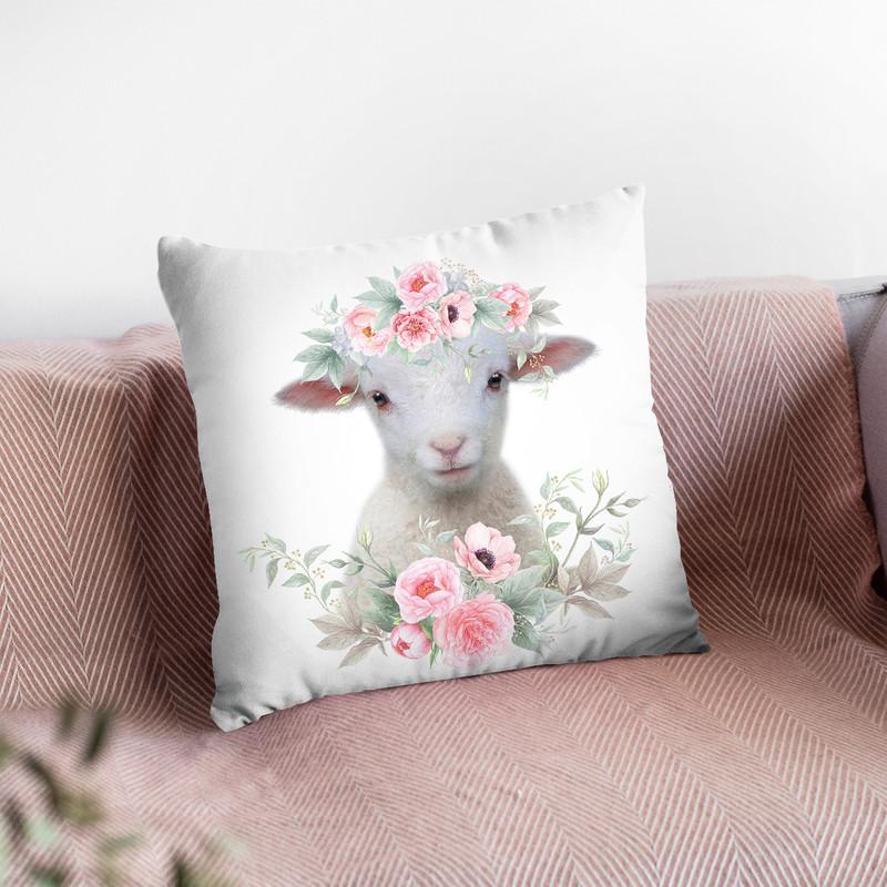 Flower Baby Lamb Throw Pillow By Little Pitti