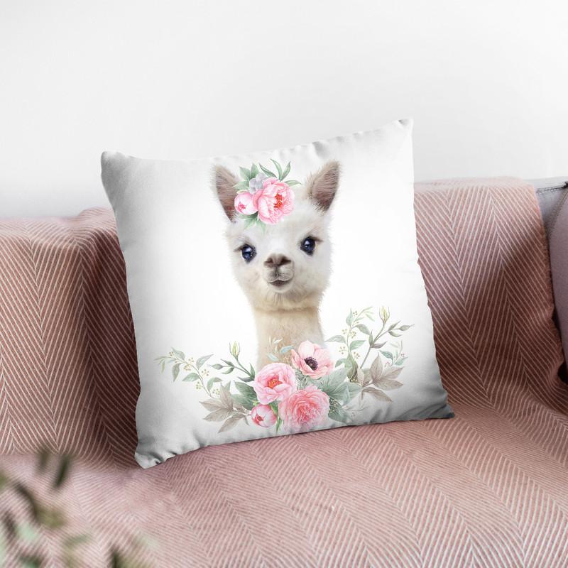Flower Baby Llama Throw Pillow By Little Pitti