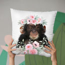 Flower Baby Monkey Throw Pillow By Little Pitti