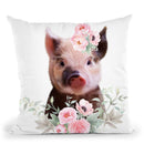 Flower Baby Pig Throw Pillow By Little Pitti