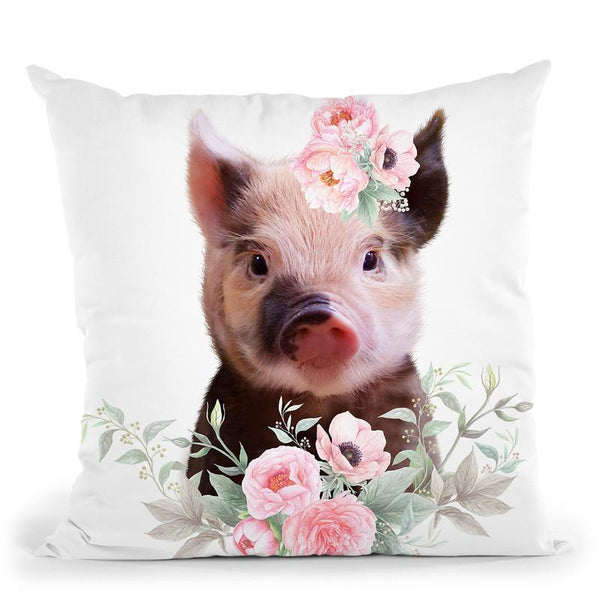 Flower Baby Pig Throw Pillow By Little Pitti