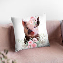 Flower Baby Pig Throw Pillow By Little Pitti