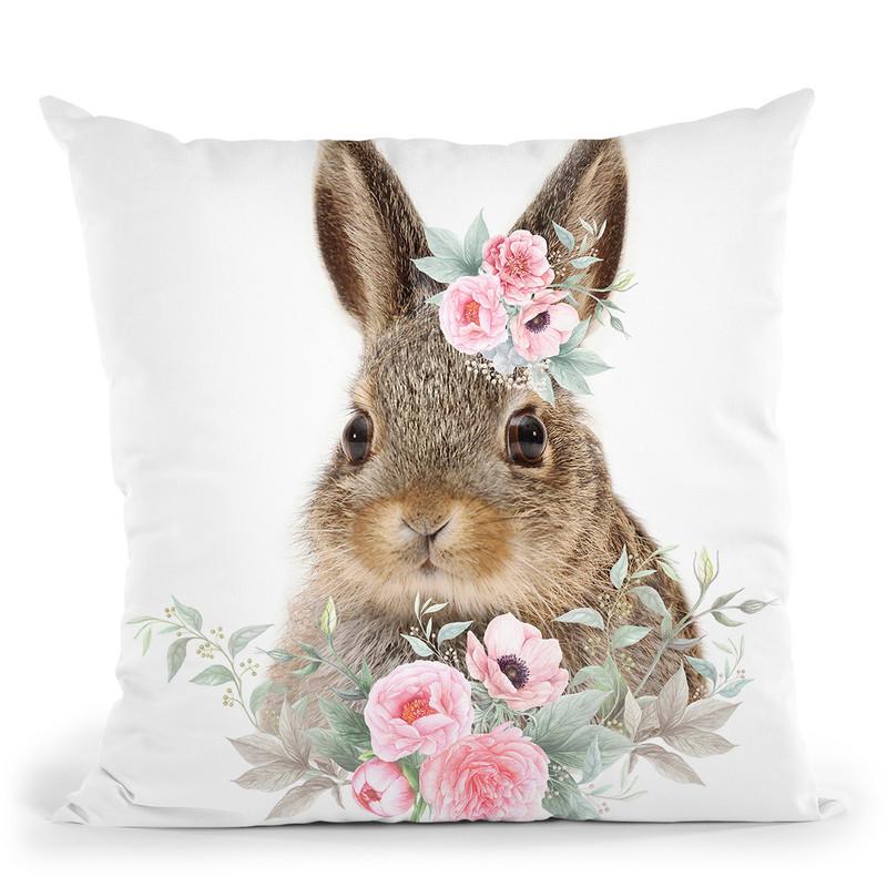 Flower Baby Rabbit Throw Pillow By Little Pitti