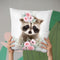 Flower Baby Racoon Throw Pillow By Little Pitti