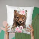 Flower Baby Wolf Throw Pillow By Little Pitti