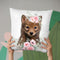Flower Baby Wolf Throw Pillow By Little Pitti