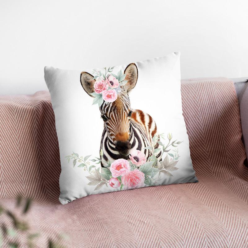 Flower Baby Zebra Throw Pillow By Little Pitti