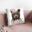 Flower Bear Cub Throw Pillow By Little Pitti