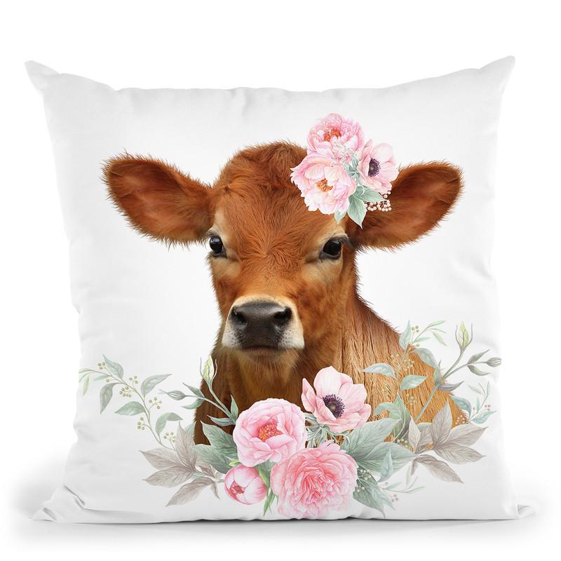 Flower Calf Throw Pillow By Little Pitti