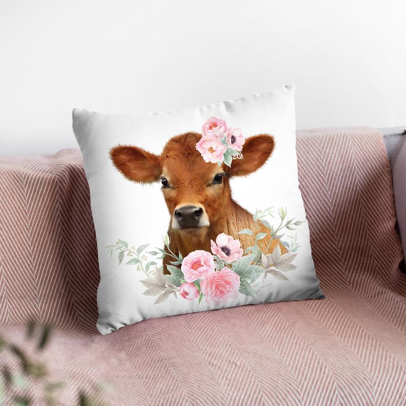 Flower Calf Throw Pillow By Little Pitti
