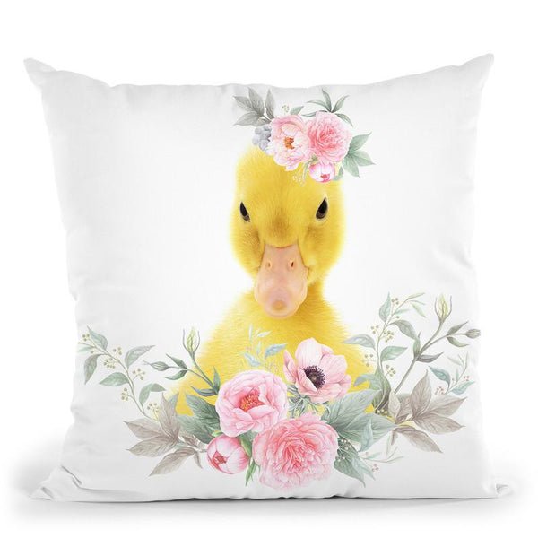 Flower Duckling Throw Pillow By Little Pitti