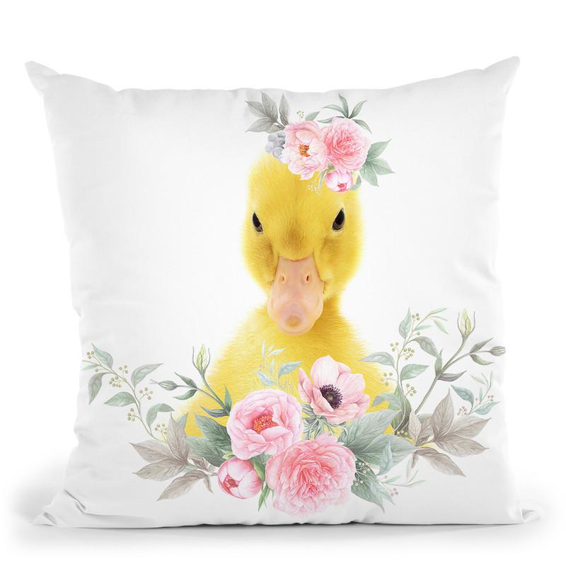 Flower Duckling Throw Pillow By Little Pitti