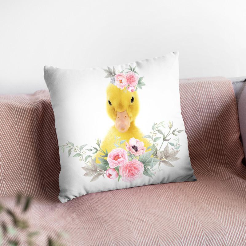 Flower Duckling Throw Pillow By Little Pitti