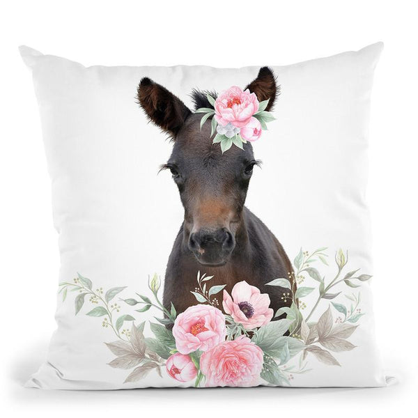 Flower Foal Throw Pillow By Little Pitti