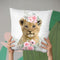 Flower Lion Cub Throw Pillow By Little Pitti