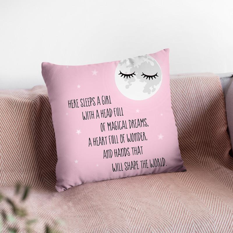 Here Sleeps A Girl Throw Pillow By Little Pitti