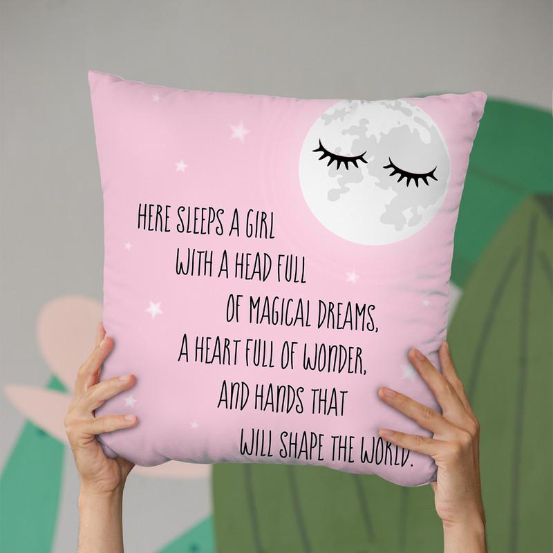 Here Sleeps A Girl Throw Pillow By Little Pitti