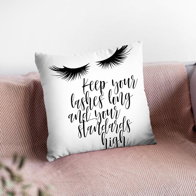 Keep Your Lashes Long Throw Pillow By Little Pitti