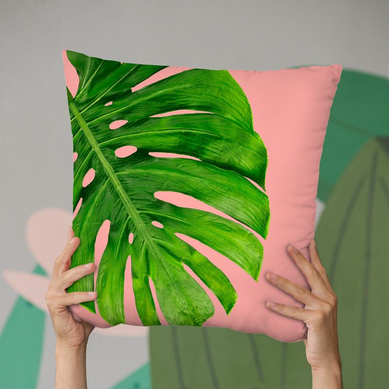 Monstera Leaf Throw Pillow By Little Pitti