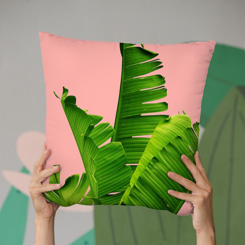 Monstera Leaves Throw Pillow By Little Pitti