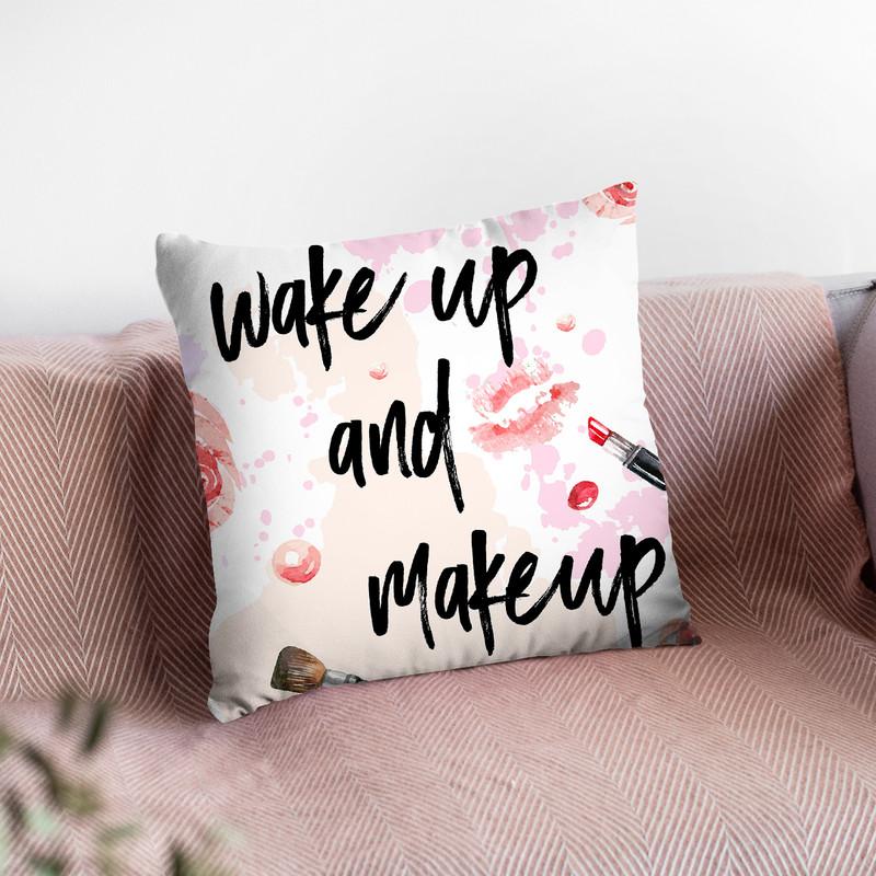 Wake Up And Makeup I Throw Pillow By Little Pitti