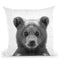 Baby Bear Bw Throw Pillow By Little Pitti