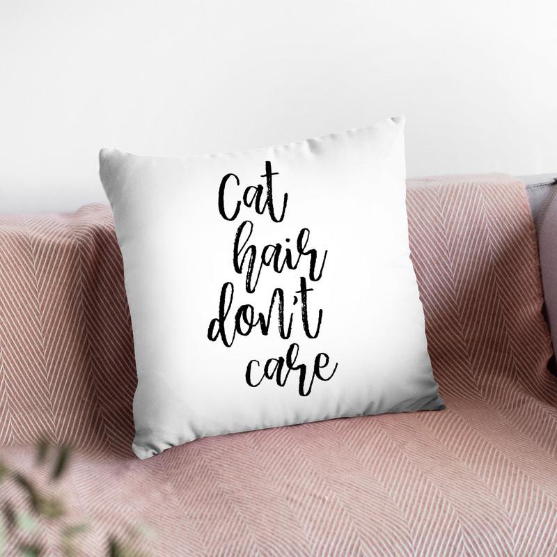 Cat Hair Don'T Care Throw Pillow By Little Pitti