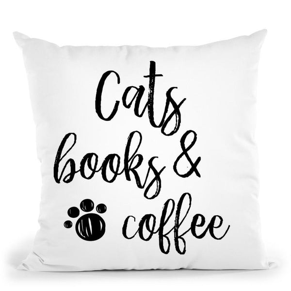 Cats Books And Coffee Throw Pillow By Little Pitti