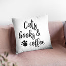 Cats Books And Coffee Throw Pillow By Little Pitti