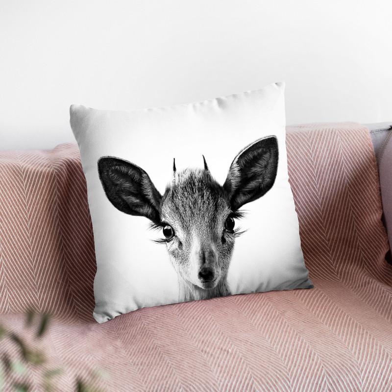 Baby Deer Bw Throw Pillow By Little Pitti