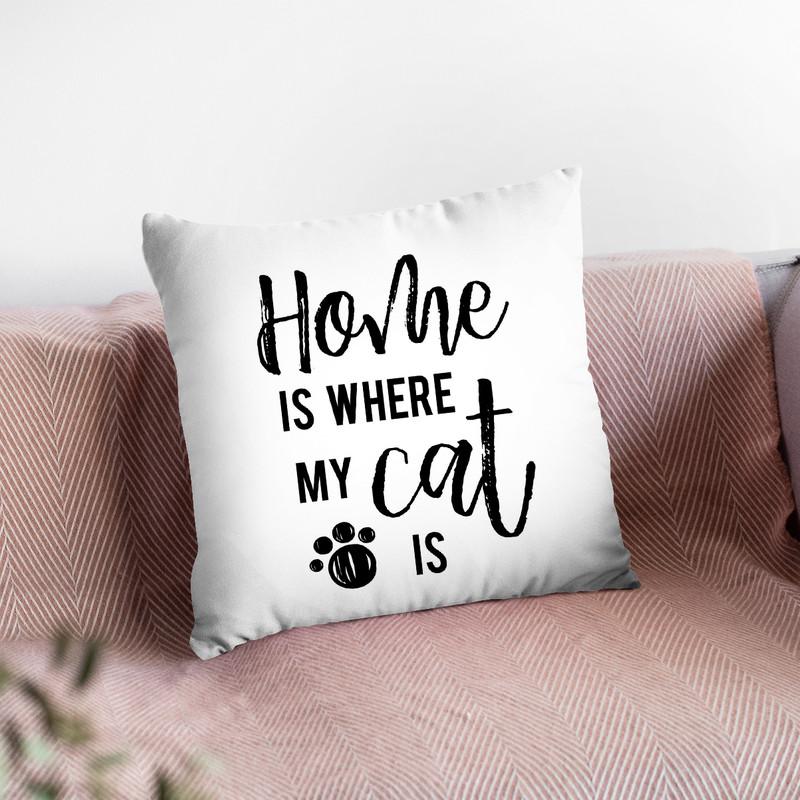Home Is Where My Cat Is Throw Pillow By Little Pitti